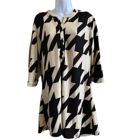 NEW! Cream & black houndstooth sweater dress L - Picture 2 of 5